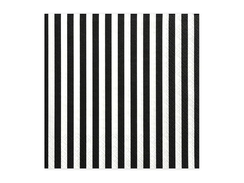 Servetter Svart/Vita ränder 33x33cm 20-pack - Bild 2