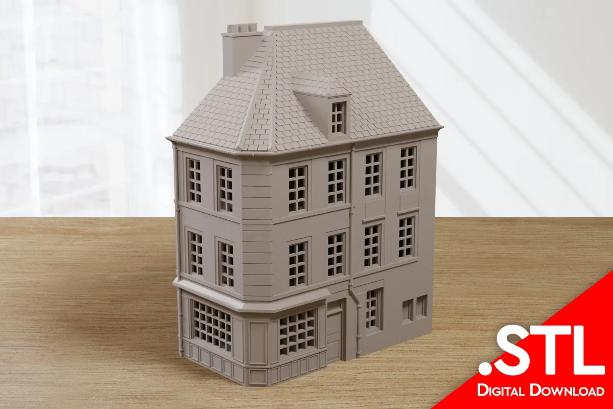 Caen Corner Building Type1 - Digital Download .STL Files for 3D Printing
