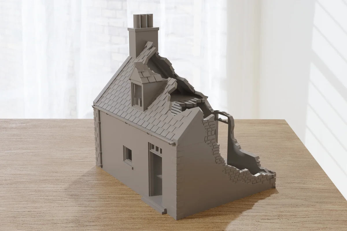 Normandy Cottage SS-T2 (French Village VOLUME 2) - Intact & Destroyed - Digital Download .STL Files for 3D Printing - Bild 6