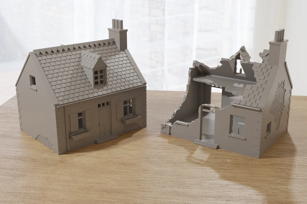 Normandy Cottage SS-T2 (French Village VOLUME 2) - Intact & Destroyed - Digital Download .STL Files for 3D Printing - Bild 7