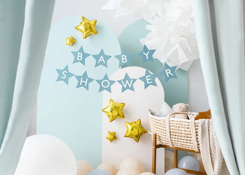 Girlang Babyshower med blå stjärnor 290 cm - Bild 3