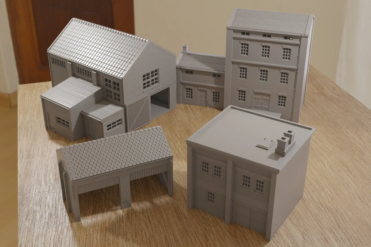 Industrial Buildings Set - Digital Download .STL Files for 3D Printing - Bild 3