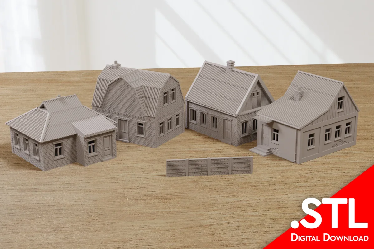 Set of Four Ukrainian Surbuban / Village Houses - Digital Download .STL Files for 3D Printing - Bild 2