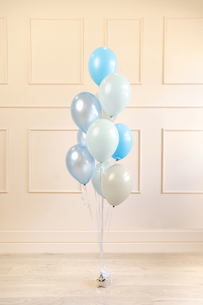 Ballongbukett Pastell Blåa nyanser/Grå 10-pack - Bild 3