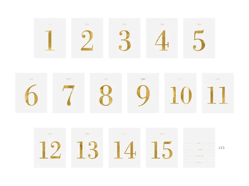 Stickers Bordsnummer 1-15 Vit/Guld 30-pack - Bild 4