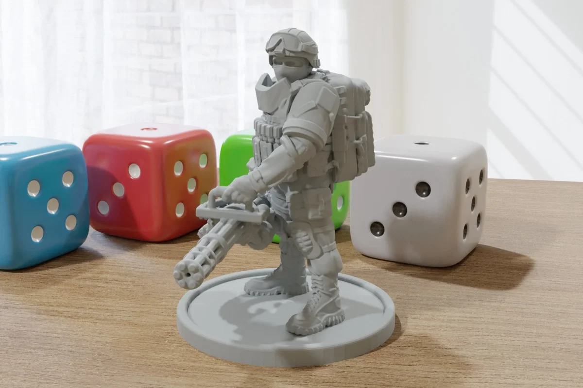 Minigun Soldier 28mm/32mm Minifigure - Modern Wargaming Miniature for Tabletop RPG