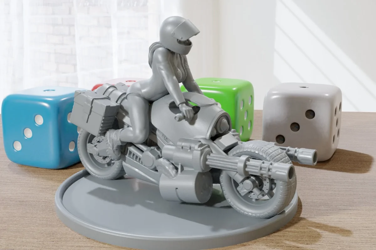 Heavy Guns Motorbike Raider Girl - 28mm/32mm Minifigure - Modern Wargaming Miniatures for Tabletop RPG - Bild 2