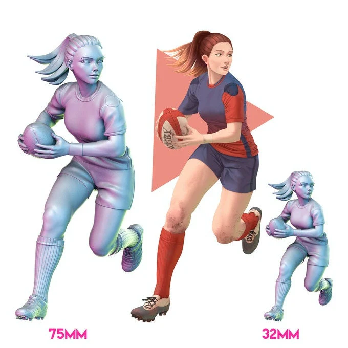 Sports Girl Rugby - DnD Miniature | Collectible and Rolepaying Sexy Pin-Up - 75mm - 32mm Scale - Bild 5