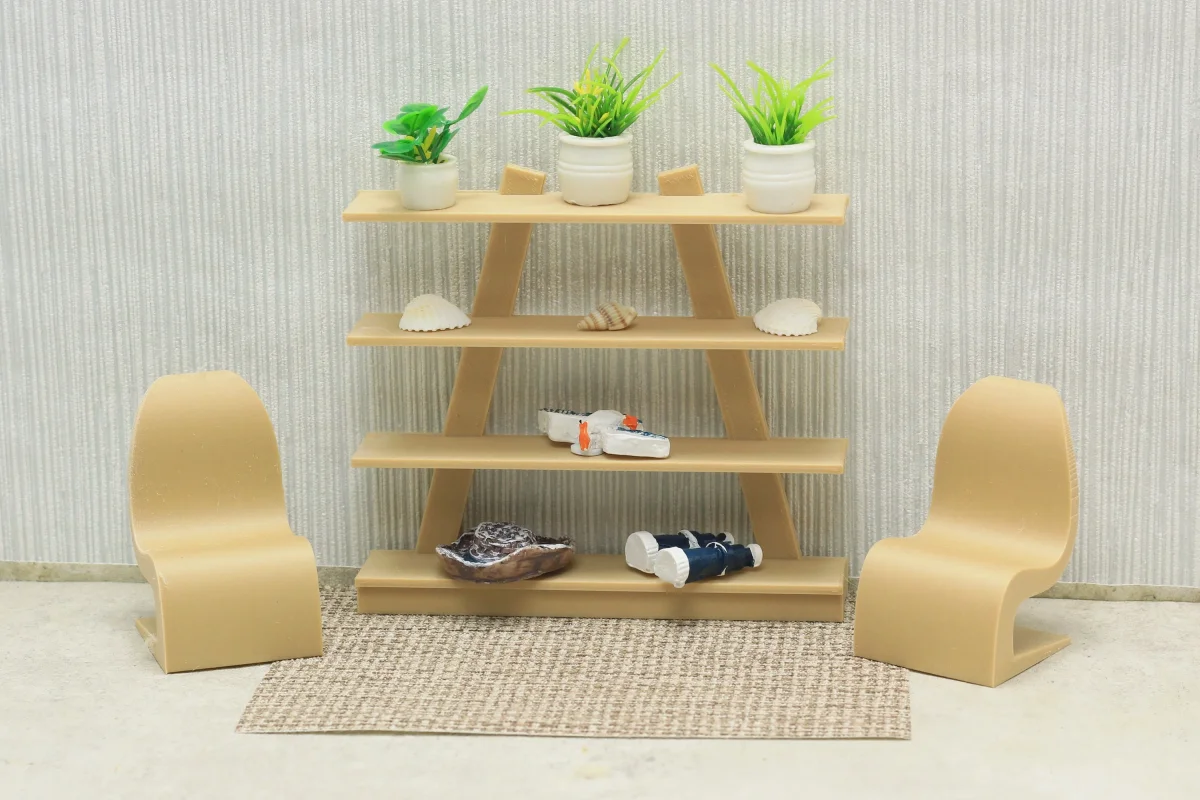 3D Printed Wood Open Bookshelf - Dollhouse Miniature 1:12 Scale
