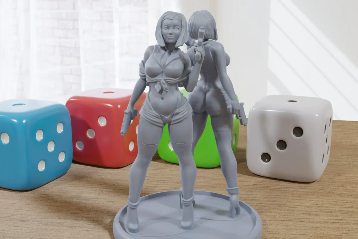 Sexy Bounty Hunter Faye - 3D Printed Proxy Minifigures for Sci-fi Miniature Tabletop Games like Stargrave and Five Parsecs from Home - Bild 2