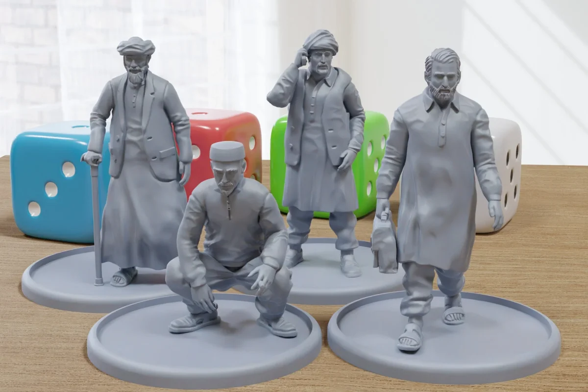 Middle East Male Civilians - Modern Wargaming Miniatures for Tabletop RPG - 28mm / 32mm Scale Minifigures