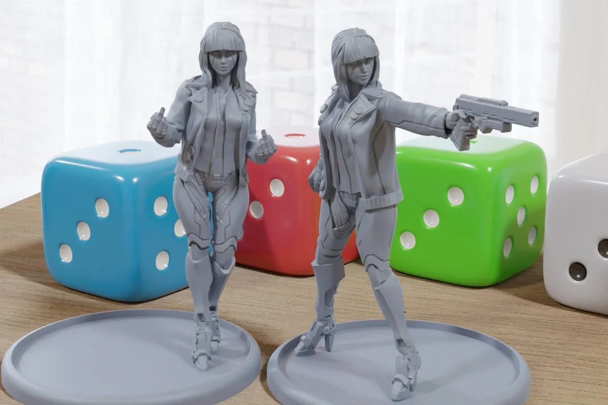 Miko - 3D Printed Mini's - Cyberpunk / Sci-Fi - Tabletop Miniature Wargaming - 28mm / 32mm Scale Minifigures - Bild 2