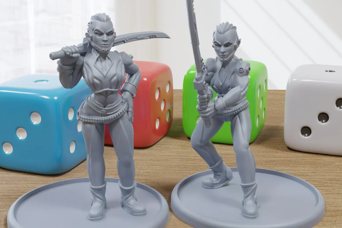Cyberpunk Street Samuai - 3D Printed Proxy Minifigures for Sci-fi and Cyberpunk Miniature Tabletop Wargames - Bild 2