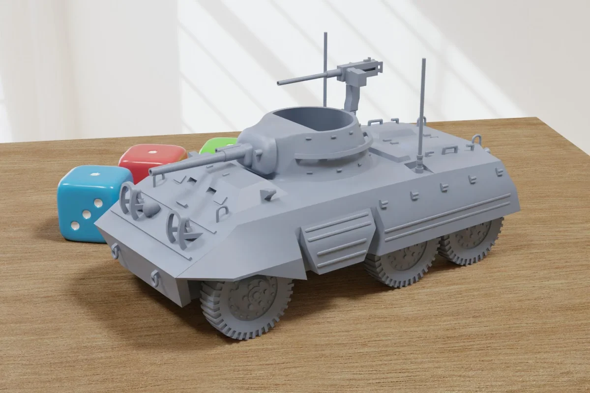 M8 Greyhound - 3D Printed Miniature Wargaming Combat Vehicle - 28mm / 20mm / 15mm Scale - Bild 2