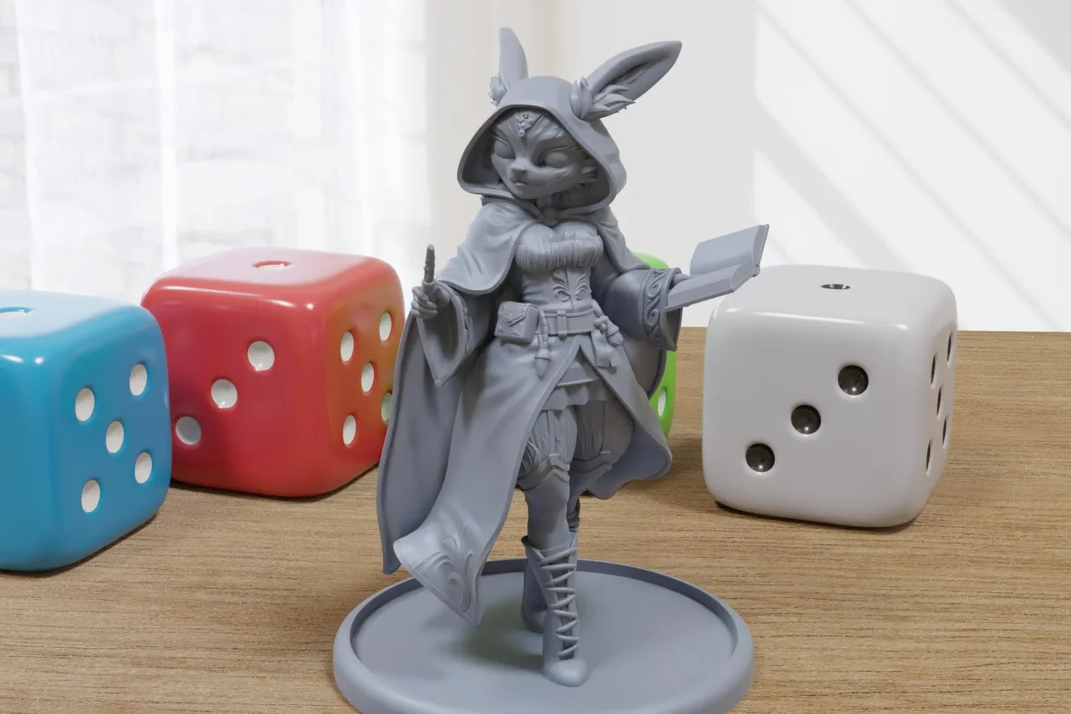 Mage Elowen Softpaw the Harengon Sexy Pin-Up - 3D Printed Minifigure for Fantasy Miniature Tabletop Games DND, Frostgrave 28mm / 32mm / 75mm - Bild 2