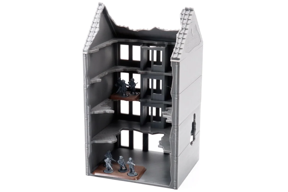 Berlin Destroyed Residential Building T1 - 3D Printed Miniature Wargaming Terrain 28mm / 20mm / 15mm Scale - Bild 3