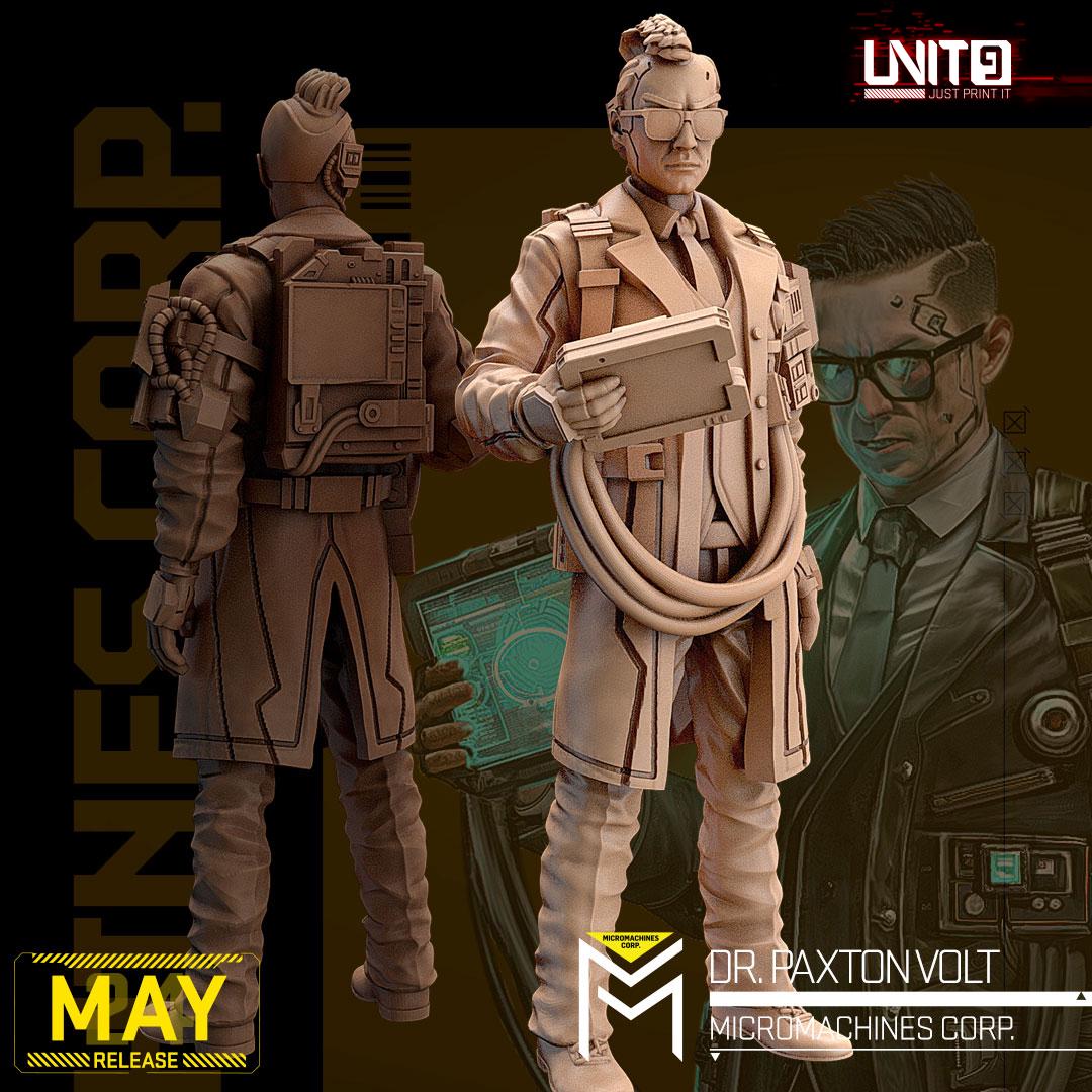 Dr Paxton Volt - 3D Printed Mini - Cyberpunk / Sci-Fi - Tabletop Miniature Wargaming - 28mm / 32mm Scale Minifigures - Bild 5