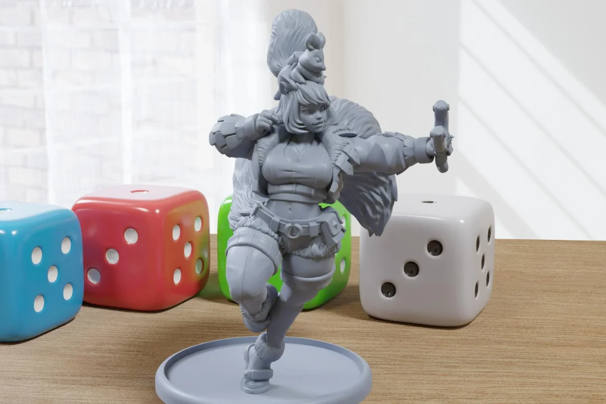 Sciurian Girl with Twinkletoes Sexy Pin-Up - 3D Printed Minifigure for Fantasy Miniature Tabletop Games DND, Frostgrave 28mm / 32mm / 75mm - Bild 2