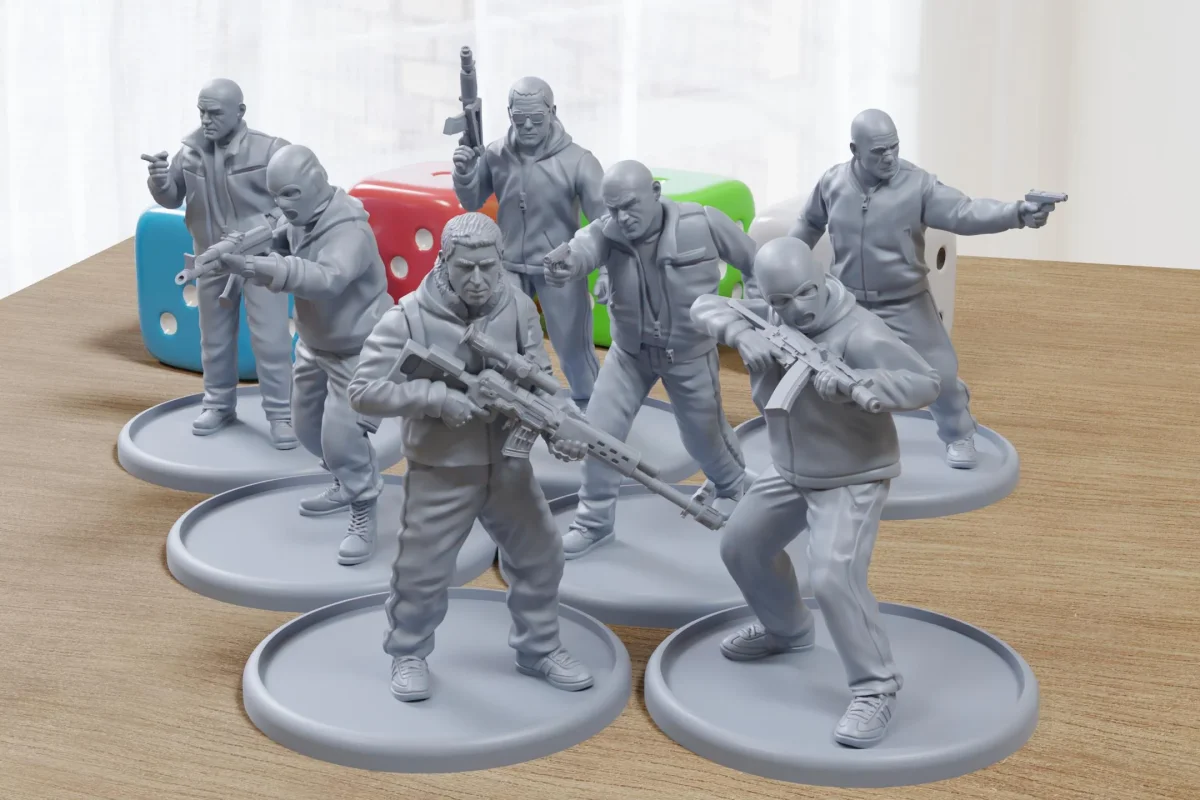 European Criminal Gang - 3D Printed Miniature Wargames Minifigures - 28mm / 32mm Scale - Bild 2