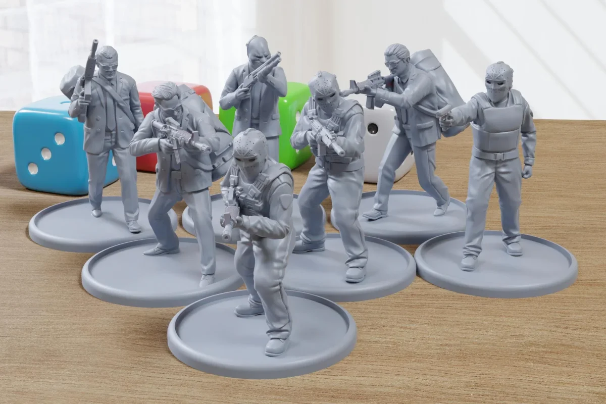 Heat-Inspired Robbers - 3D Printed Miniature Wargames Minifigures - Tabletop Modern Warfare - 28mm / 32mm Scale - Bild 2