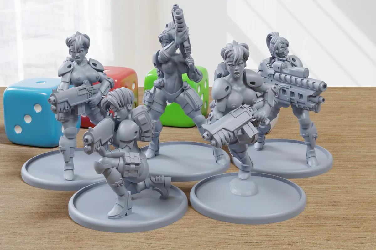 Female Earth Defense Operative Babes - 28mm/32mm Scale 3D Printed Miniatures Tabletop Wargaming - Bild 3