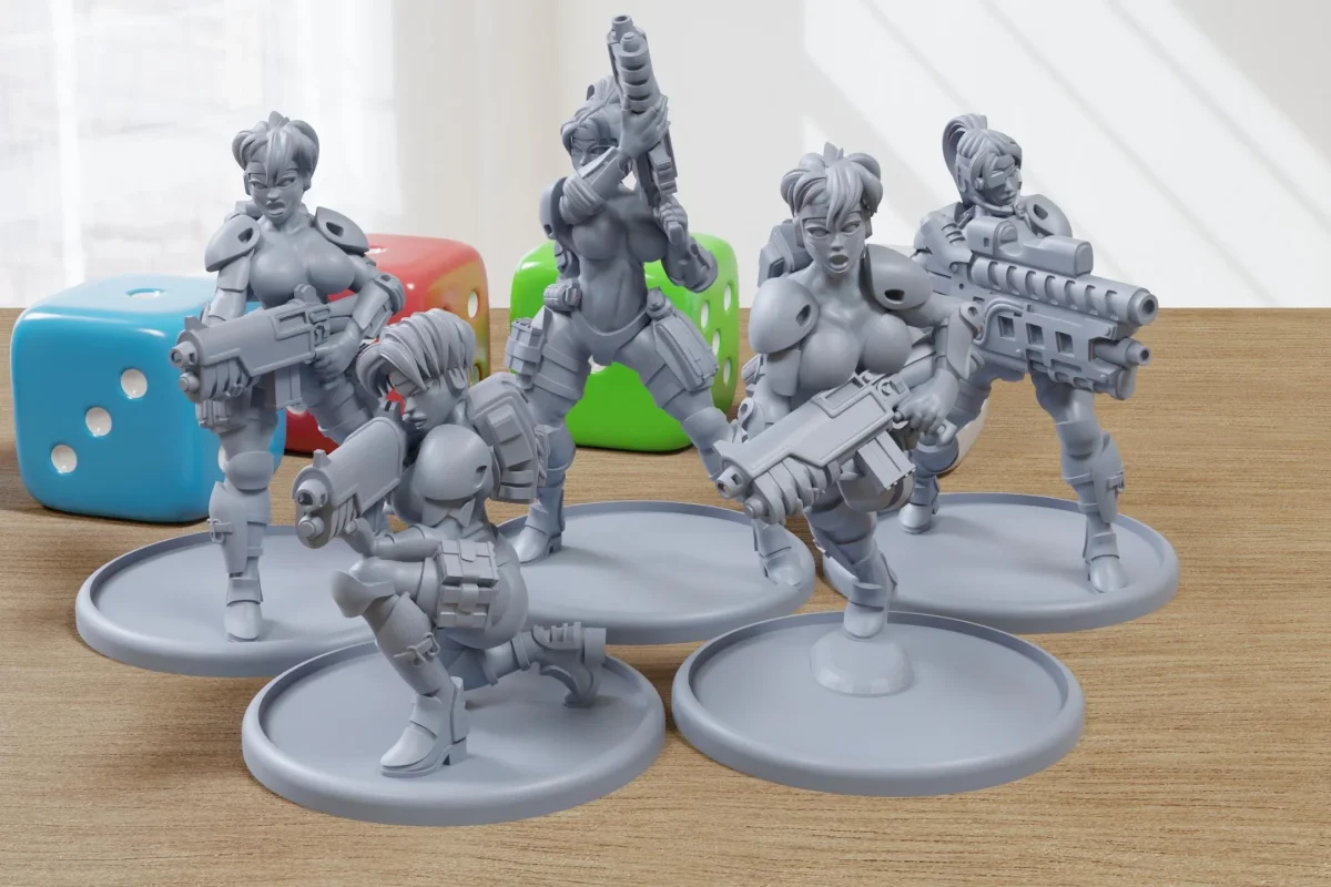 Female Earth Defense Operative Babes - 28mm/32mm Scale 3D Printed Miniatures Tabletop Wargaming