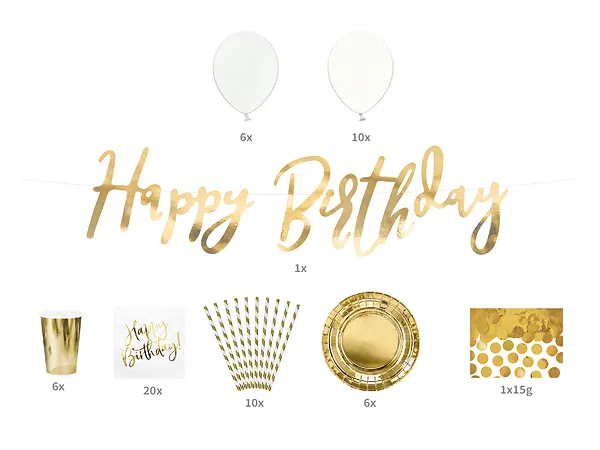 Kit Happy Birthday Guld 60-pack - Bild 3